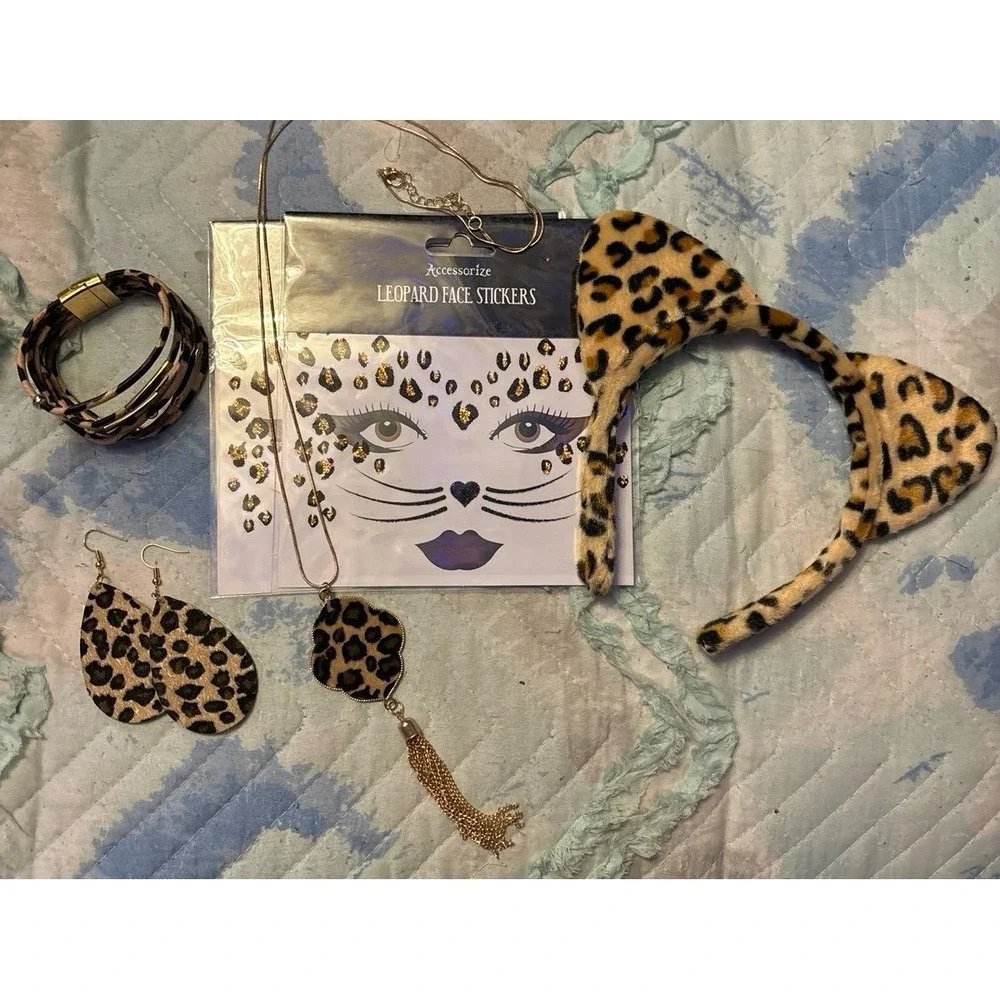 NEW 6pc Leopard Halloween Costume Accessory Set, Kids or Adults‎